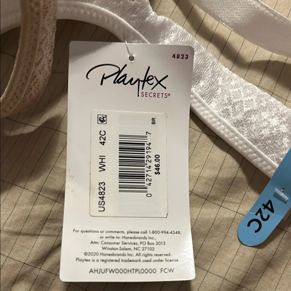 Playtex SECRETS Full-Coverage Bras Adjustable Straps NWT White, NWOT Nude 42C